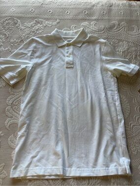 Lands' End Men's Polo Shirt - White small nautical casual golf tennis shirt